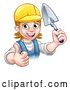 Vector Illustration of Female Mason Holding a Trowel and Giving a Thumb up by AtStockIllustration