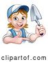 Vector Illustration of Female Mason Holding a Trowel and Pointing by AtStockIllustration