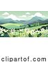 Vector Illustration of Fields Hills Flowers Country Landscape Background by AtStockIllustration