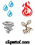 Vector Illustration of Four Elements Earth Water Air Fire Icon Set by AtStockIllustration