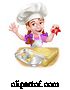 Vector Illustration of Girl Child Chef Kid Character Baking by AtStockIllustration