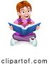 Vector Illustration of Girl Child Kid Character Reading a Book by AtStockIllustration