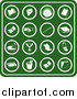 Vector Illustration of Green Business Icons Including a Book, Envelope, Customer Service, Clipboard, Handshake, Pen, Binder, Pie Chart, Medal, Cash Register, Cellphone, Credit Card, and File Folder by AtStockIllustration