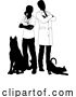 Vector Illustration of Guy and Lady Vets Dog and Cat Pets Silhouette by AtStockIllustration