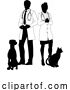 Vector Illustration of Guy and Lady Vets Dog and Cat Pets Silhouette by AtStockIllustration