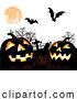 Vector Illustration of Halloween Pumpkin and Bats Graveyard Background by AtStockIllustration