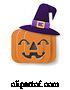 Vector Illustration of Halloween Witch Hat Pumpkin in Paper Craft Style by AtStockIllustration