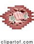 Vector Illustration of Hand Fist Holding Cash Money Punching Wall by AtStockIllustration