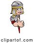 Vector Illustration of Happy Cartoon Roman Soldier Giving a Thumb up Around a Sign by AtStockIllustration