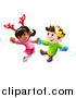 Vector Illustration of Happy Children Dancing to Christmas Music by AtStockIllustration