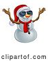 Vector Illustration of Happy Snowman Wearing a Santa Hat and Sunglasses by AtStockIllustration