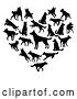 Vector Illustration of Heart Made of Silhouetted Dogs by AtStockIllustration