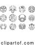 Vector Illustration of Horoscope Zodiac Astrology Star Signs Icon Set by AtStockIllustration