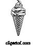 Vector Illustration of Ice Cream Cone Vintage Woodcut Etching Style by AtStockIllustration