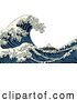 Vector Illustration of Japanese Great Wave Sea Japan Engraved Art Design by AtStockIllustration