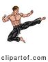 Vector Illustration of Kung Fu or Karate Flying Kick by AtStockIllustration