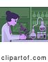 Vector Illustration of Lady Scientist Working in Laboratory by AtStockIllustration