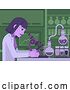 Vector Illustration of Lady Scientist Working in Laboratory by AtStockIllustration