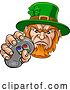 Vector Illustration of Leprechaun Gamer Mascot and Video Games Controller by AtStockIllustration