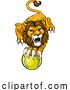 Vector Illustration of Lion Tennis Ball Animal Sports Team Mascot by AtStockIllustration