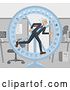 Vector Illustration of Mature Businessman Hamster Wheel Stress Running by AtStockIllustration