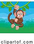 Vector Illustration of Monkey Singing on Jungle Vines Pointing by AtStockIllustration