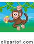 Vector Illustration of Monkey Singing on Jungle Vines with Banana by AtStockIllustration