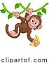 Vector Illustration of Monkey Singing on Jungle Vines with Banana by AtStockIllustration