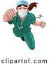 Vector Illustration of Nurse Doctor Lady Super Hero Medical Concept by AtStockIllustration