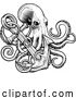 Vector Illustration of Octopus Anchor Kraken Sailor Tattoo Style Deisgn by AtStockIllustration