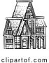 Vector Illustration of Old Medieval House Inn Building Vintage Woodcut by AtStockIllustration