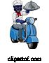 Vector Illustration of Panther Chef Scooter Delivery Mascot by AtStockIllustration