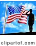 Vector Illustration of Patriotic American Flag Soldier Salute Design by AtStockIllustration