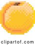 Vector Illustration of Peach Pixel Art 8 Bit Video Game Fruit Icon by AtStockIllustration