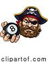 Vector Illustration of Pirate Angry Pool 8 Ball Billiards Mascot by AtStockIllustration