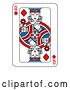 Vector Illustration of Playing Card Queen of Diamonds Red Blue and Black by AtStockIllustration