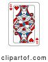 Vector Illustration of Playing Card Queen of Hearts Red Blue and Black by AtStockIllustration