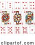 Vector Illustration of Playing Cards Hearts Yellow Red Blue and Black by AtStockIllustration