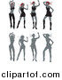 Vector Illustration of Poses of a Woman Dancing with Her Silhouetted Figures Below by AtStockIllustration