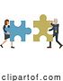 Vector Illustration of Puzzle Piece Jigsaw Characters Business Concept by AtStockIllustration