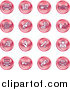 Vector Illustration of Red Icons: Cars, a Log, Cash, Lemon, Dealer, Ads, Key, Wrench, Engine, Handshake and Money by AtStockIllustration
