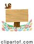 Vector Illustration of Robin Bird Wooden Background Sign by AtStockIllustration