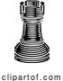 Vector Illustration of Rook Chess Piece Vintage Woodcut Style Concept by AtStockIllustration