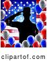 Vector Illustration of Saluting Soldier American Flag Balloon Design by AtStockIllustration