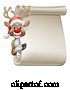 Vector Illustration of Santa Hat Reindeer Christmas Scroll Sign by AtStockIllustration