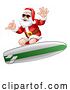 Vector Illustration of Santa in Sunglasses Surfing Shaka Hand by AtStockIllustration