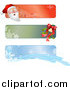 Vector Illustration of Santa, Mistletoe and Snowflake Banners or Labels for Christmas by AtStockIllustration
