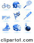 Vector Illustration of Shiny Blue Athletics Icons by AtStockIllustration