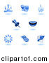 Vector Illustration of Shiny Blue Office Icons by AtStockIllustration