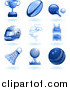 Vector Illustration of Shiny Blue Sports and Recreation Icons by AtStockIllustration